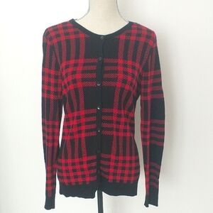 Christopher & Banks Plaid Red and Black Sweater Size M
